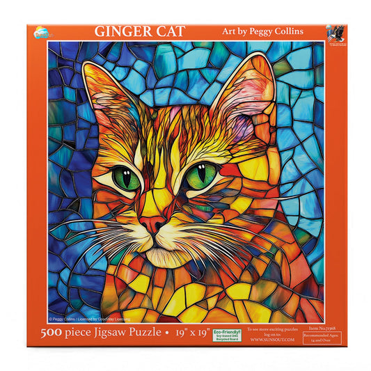 Stained Glass Ginger Cat 500 pc  Jigsaw Puzzle 71368