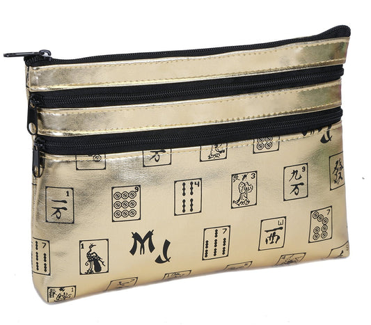 Mah Jongg Gold 3 Zipper Mah Jong Purse for Mahjong Card     132682