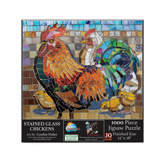 Stained Glass Chickens 1000 pc  Jigsaw Puzzle 70708